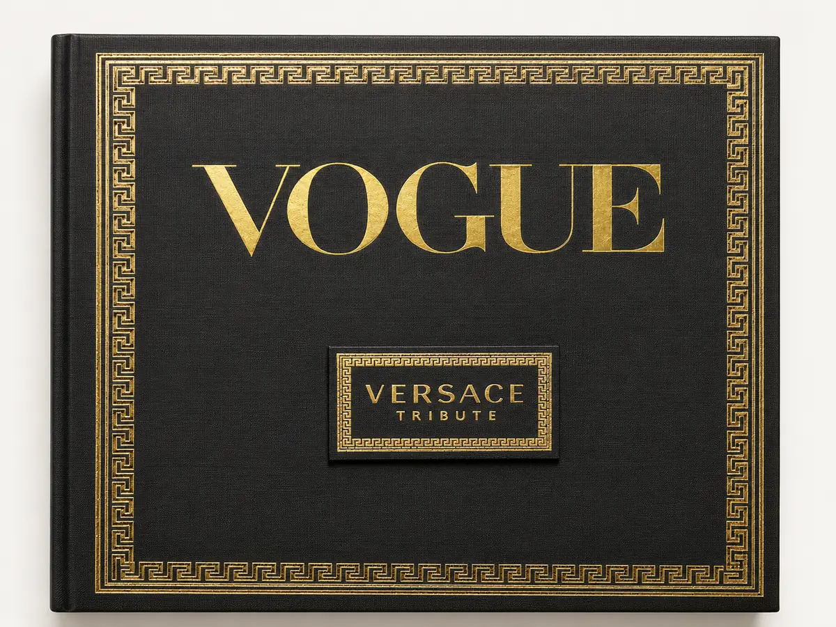 Black cloth-bound presentation case with gold foil lettering and an ornamental foil border, made by City Images