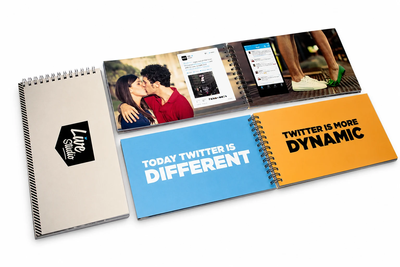 Fan of full-colour printed brochures with different cover designs, by City Images London
