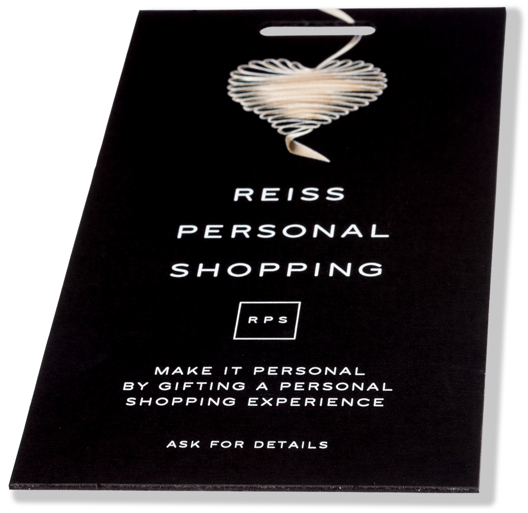 custom printed swing tag onto extra thick black card with white printed ink