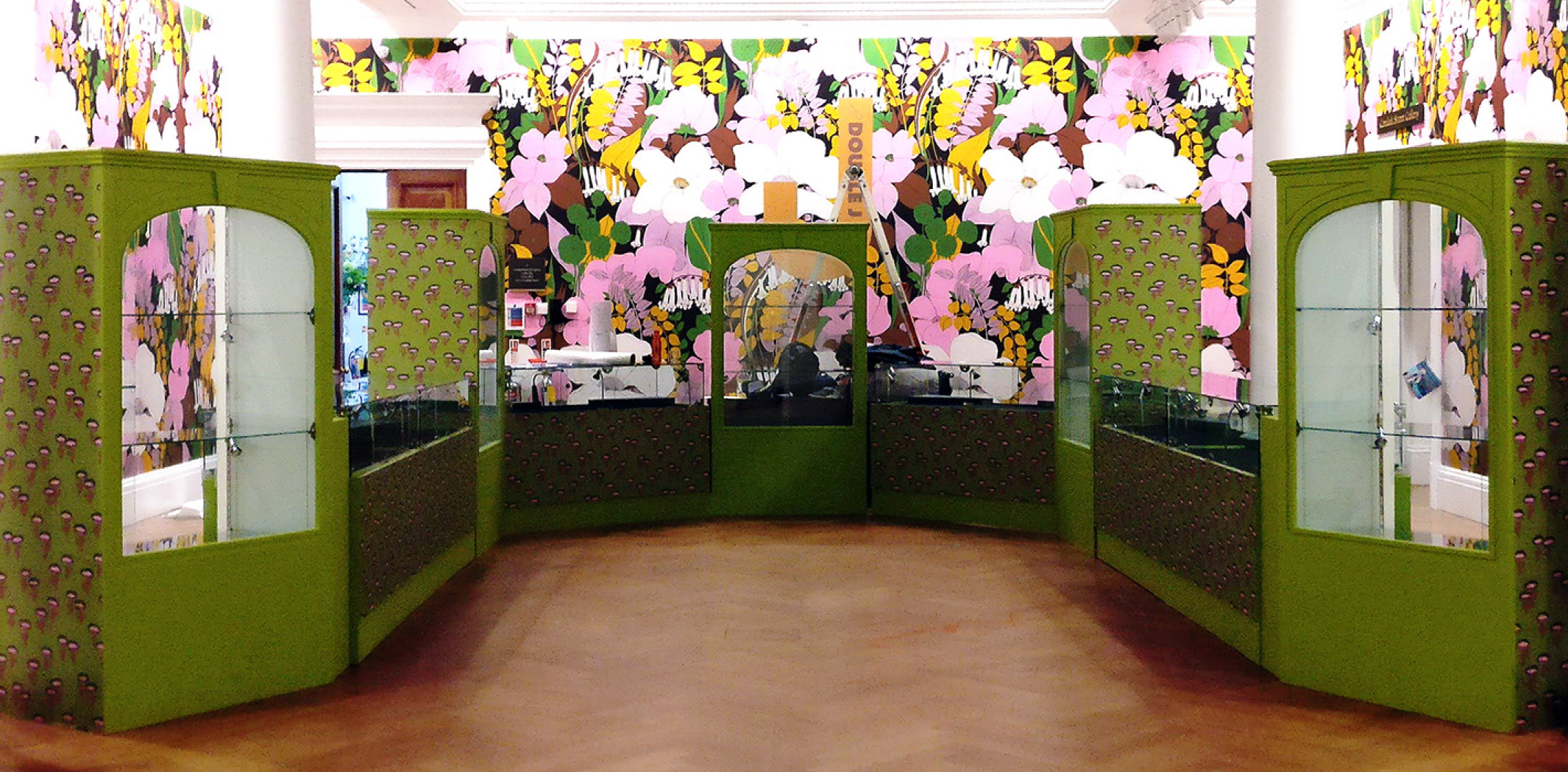 custom printed wallpaper with flowers for gallery display