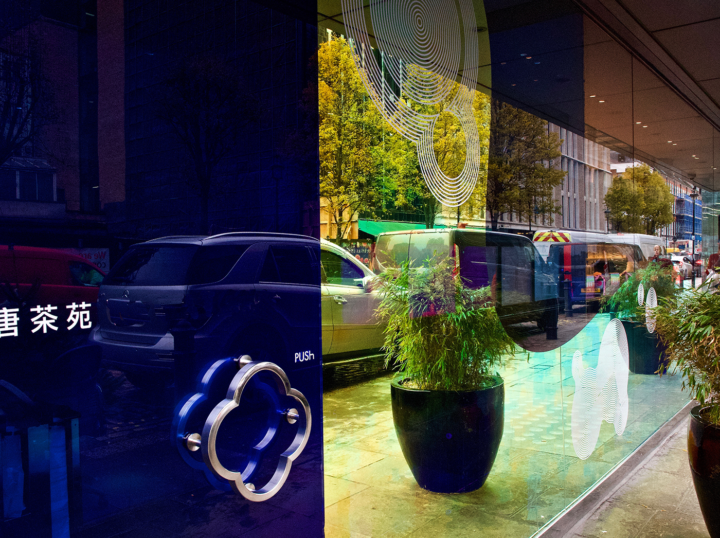 holographic printed vinyl applied to retail display window